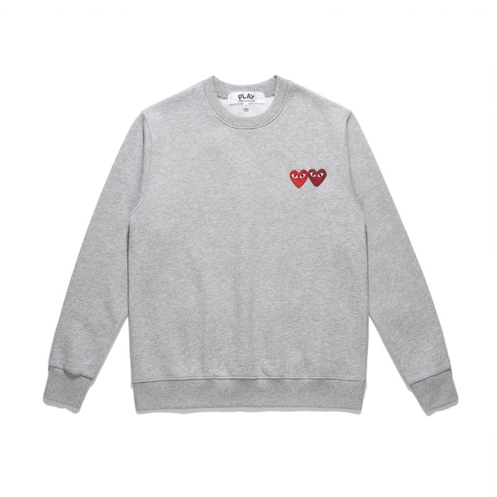 Cdg Play Trendy Double Heart Loose Pullover Sweatshirt 3 colors