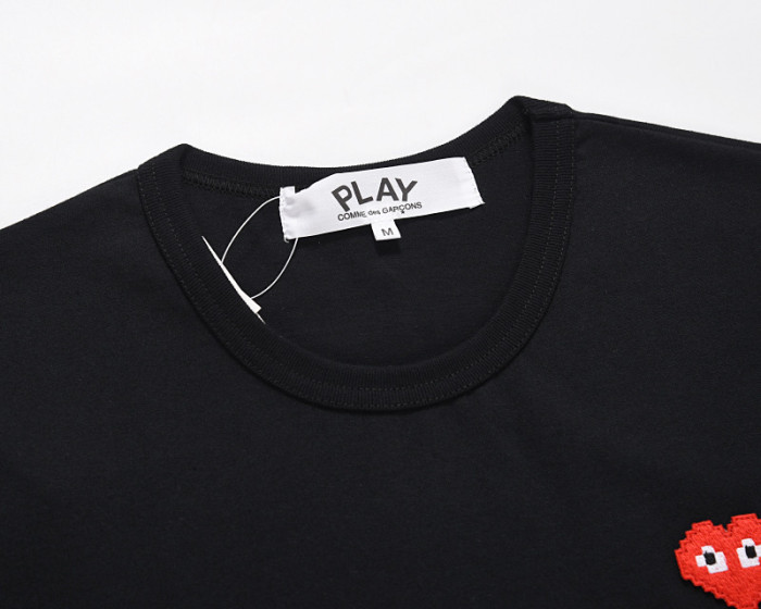 Cdg Play Chest mosaic with small red heart embroidery Tee 3 colors