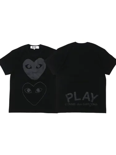 Black Double Heart Back Letter Print Tee
