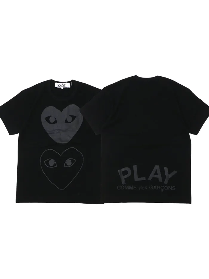 Black Double Heart Back Letter Print Tee