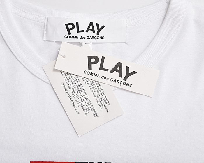 Cdg Play Pixel Grid Large Heart Letter Print Tee 2 colors