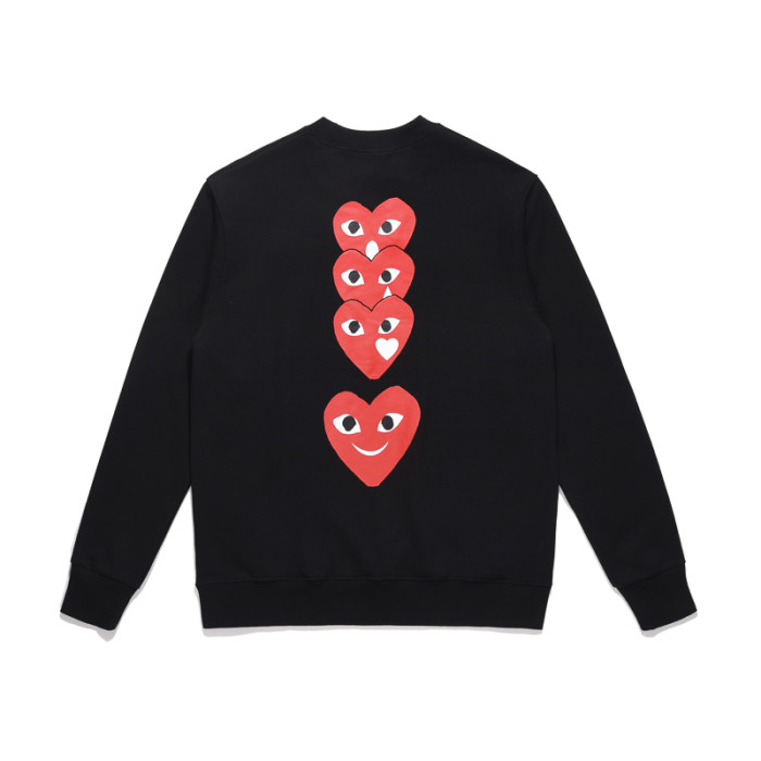 Cdg Play Four vertical line love crew-neck hoodie