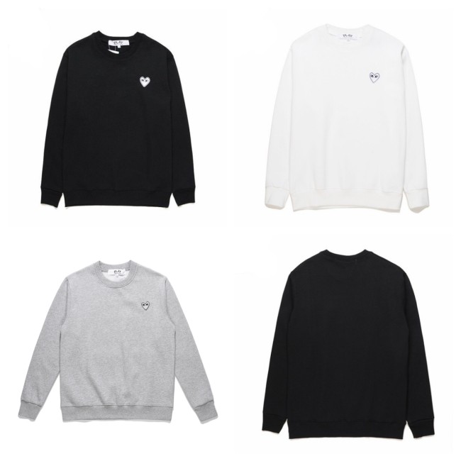 Cdg Play Trendy Personalized White Heart Print Sweatshirt 3colors