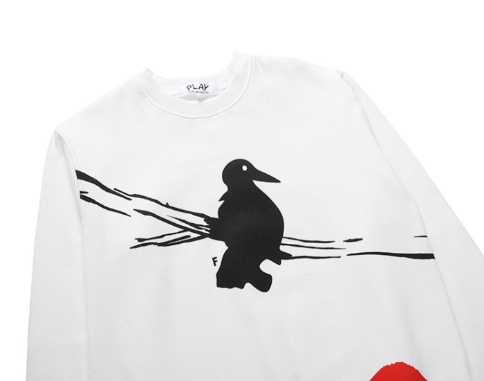 Cdg Play Love and Birds Print Pullover Sweatshirt