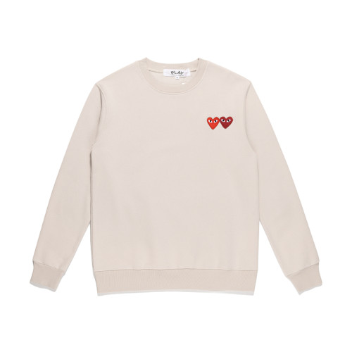 Cdg Play Double heart printed crew-neck hoodie