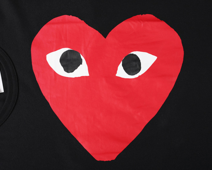Cdg Play Tilting head red heart smiley face printed long sleeve 3 colors