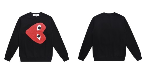 Cdg Play Headtilt single heart printed crew-neck hoodie 2 colors