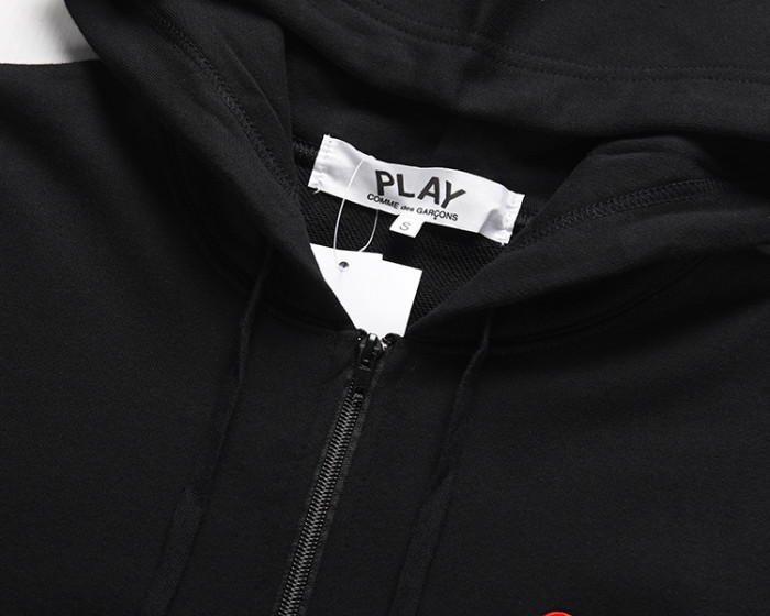 Cdg Play Double heart zipper printed hoodie 2 colors