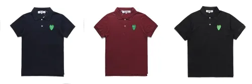 Classic green heart embroidered polo shirt 3 colors