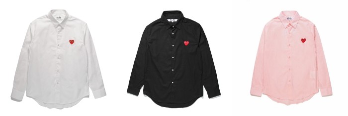 Cdg Play Base color single red heart shirt 3 colors