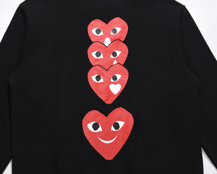 Cdg Play Four vertical line love crew-neck hoodie