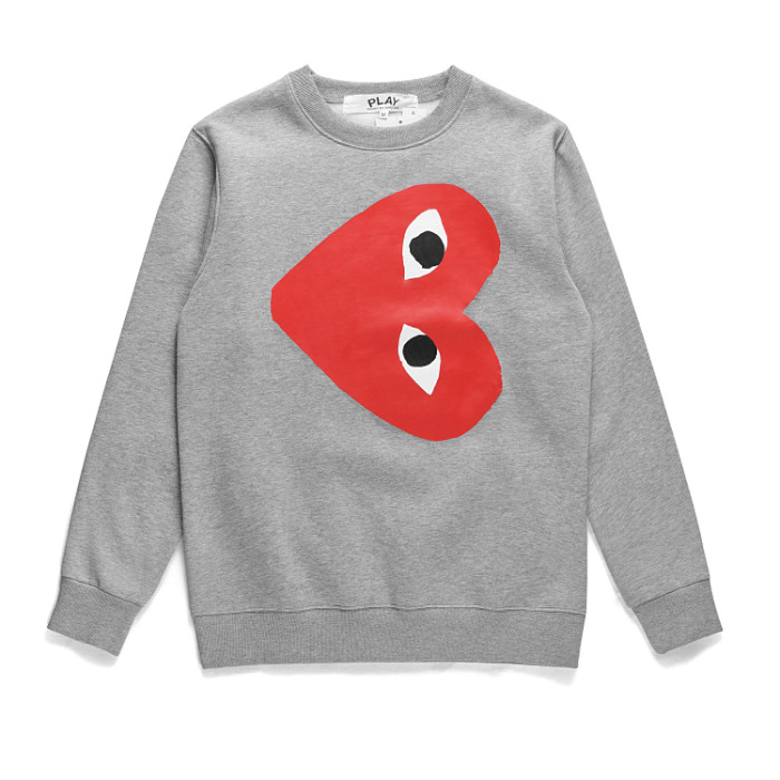 Cdg Play Slanted Eyes Outside Head Love Crew Neck Sweatshirt