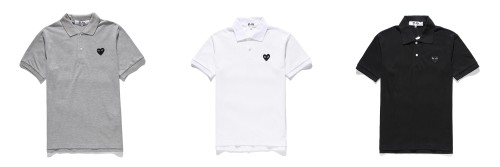 Cdg Play Classic black heart embroidered polo shirt 3 colors
