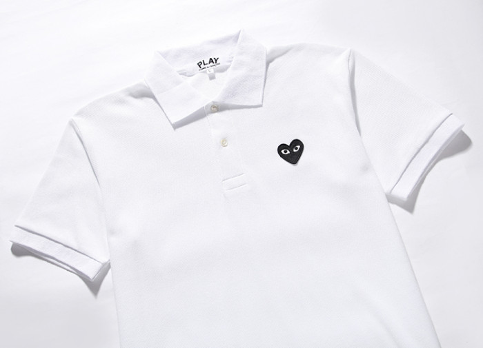 Cdg Play Classic black heart embroidered polo shirt 3 colors