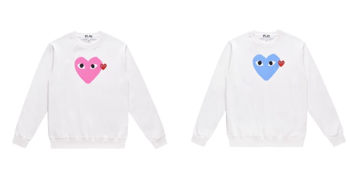 Cdg Play Size love printed crew-neck hoodie 2 colors