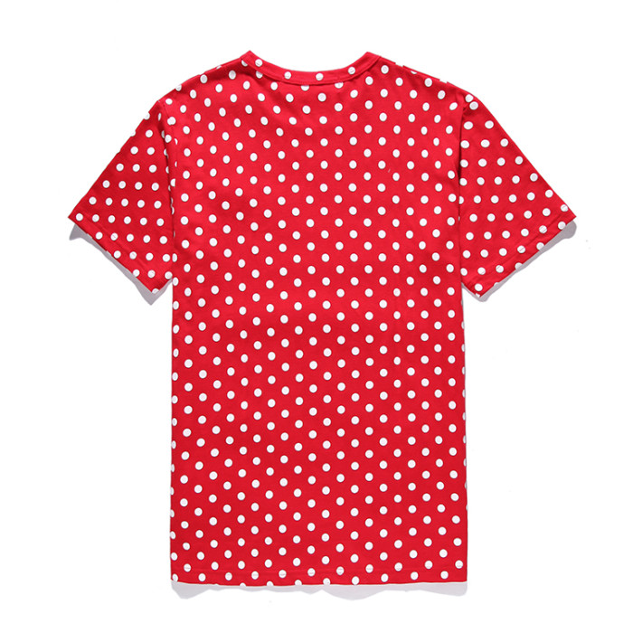 Cdg Play Little Red Heart Polka Dot Embroidery Tee 2 Colors