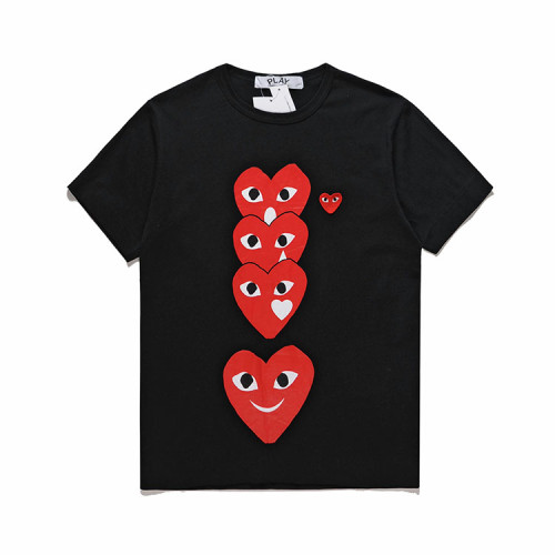 Cdg Play Chest four linked heart round neck tee 3 Colors