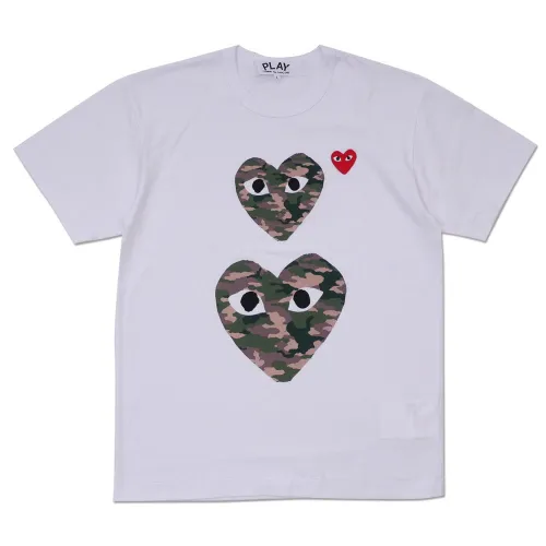 Camouflage Double Heart Embroidered Tee 2 Styles
