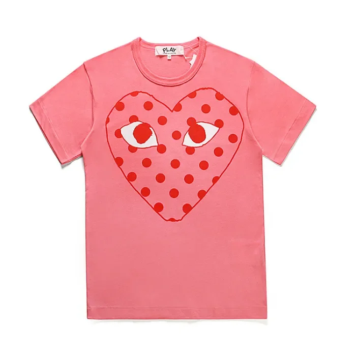 Cdg Play Polka Dot Red Heart Short Sleeve Tee 3 colors