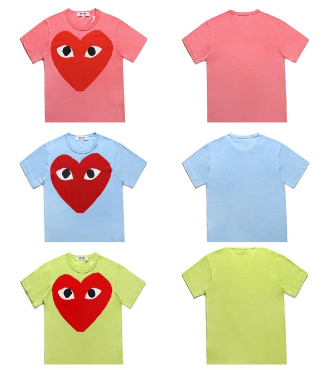 Cdg Play Three-color printed short sleeve with big red heart  3 colors T-shirt
