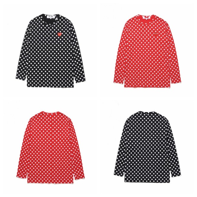 Cdg Play Complex Dot Print Long Sleeve T-shirt 2 Colors