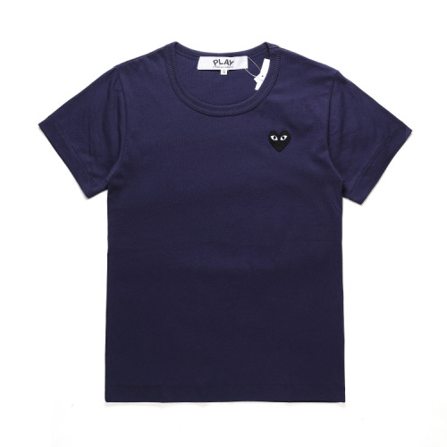 Cdg Play Blue black heart round neck embroidered short sleeve T-shirt
