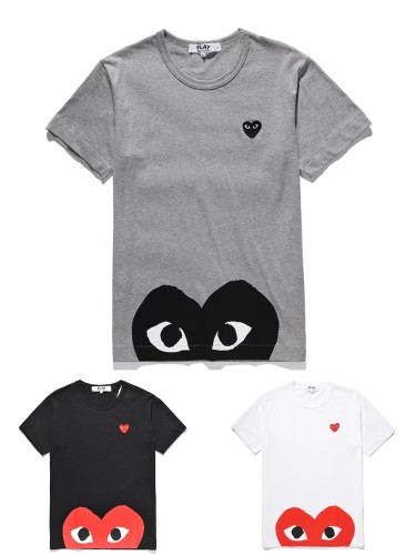 Cdg Play Half Heart Casual  T-shirt 3colors