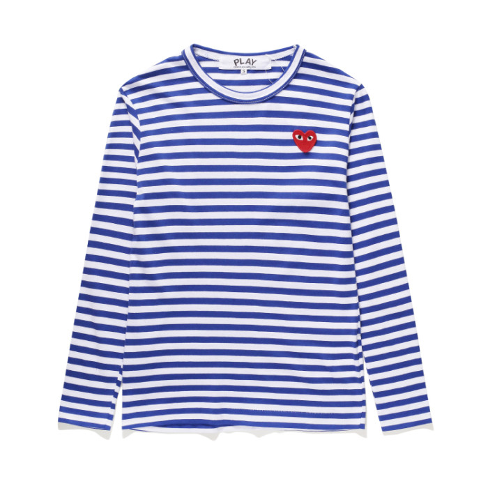 Cdg Play Striped Mixed Line Print Long Sleeve Shirt 2 Styles