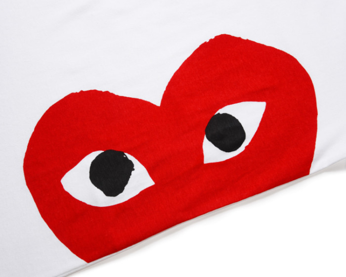 Cdg Play Side Large Red Heart T- shirt 2 Colors