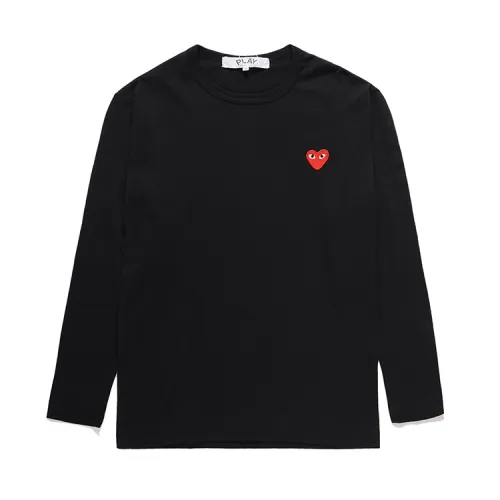 Red Heart on Right Chest Round Neck T-shirt 3 Colors