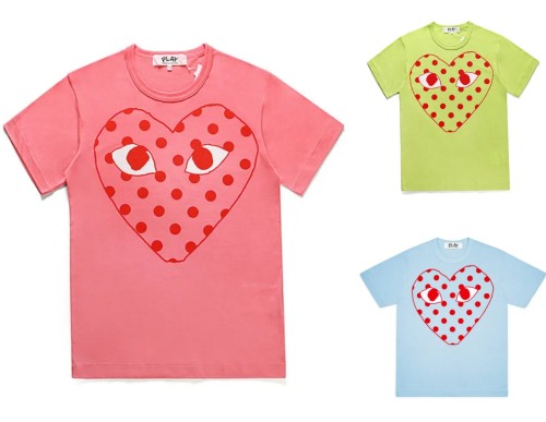 Cdg Play Polka Dot Red Heart Short Sleeve Tee 3 colors
