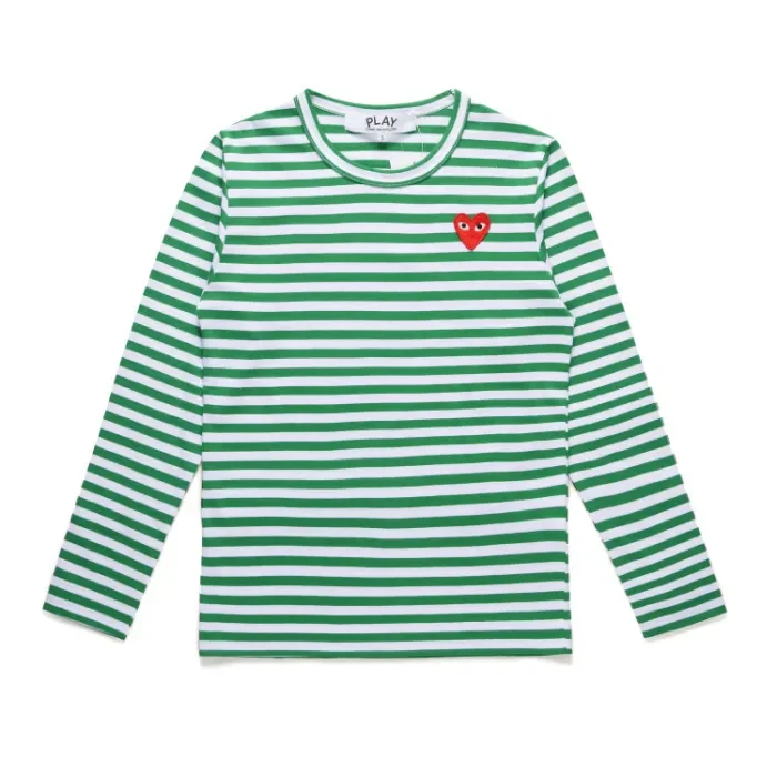 Pinstripe Love Print Long Sleeve T-shirt 2 Colors