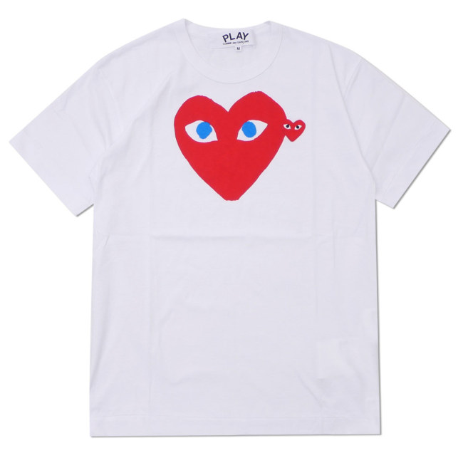 Cdg Play Big Little Heart Creative Print Tee 2 Colors