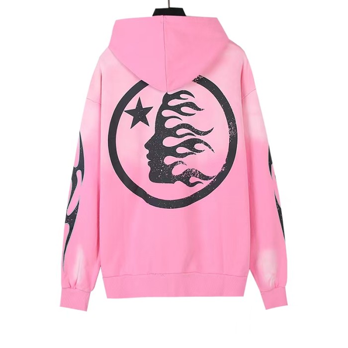 Hellstar Studio Star and Face Print Pink Washed Zipper hoodie & pants set