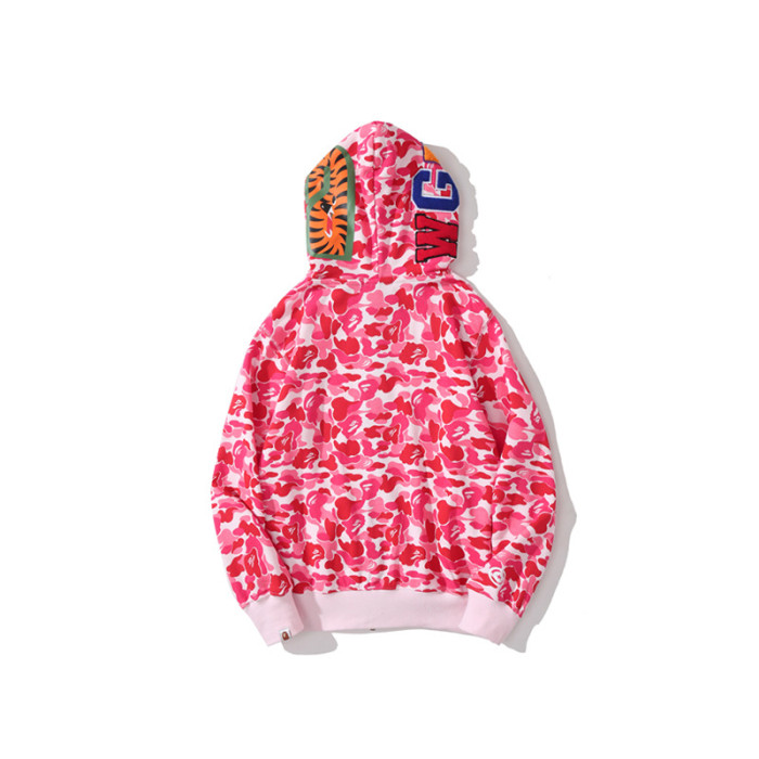 A Bathing Ape Camouflage Shark Embroidery Letter Double-hat hoodie