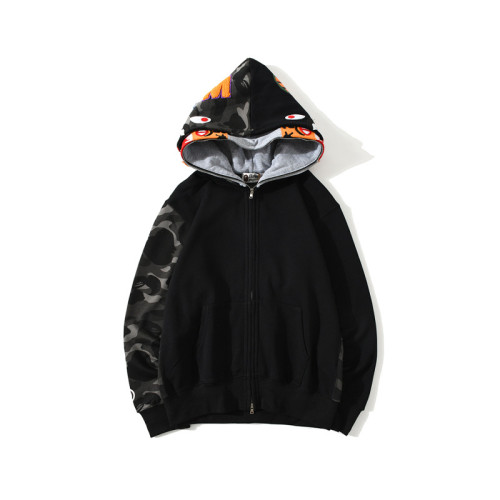 Camouflage patchwork zipper Double-hat hoodie