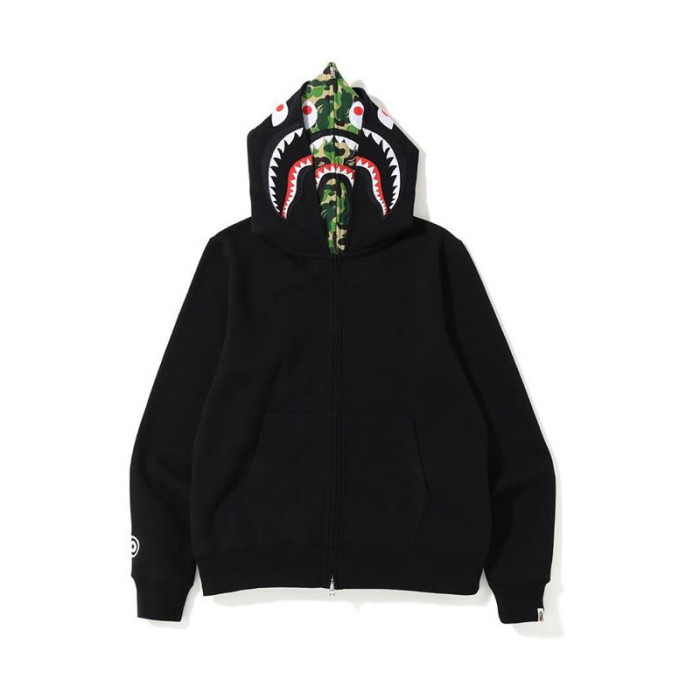 A Bathing Ape Split camouflage shark head Double-hat hoodie