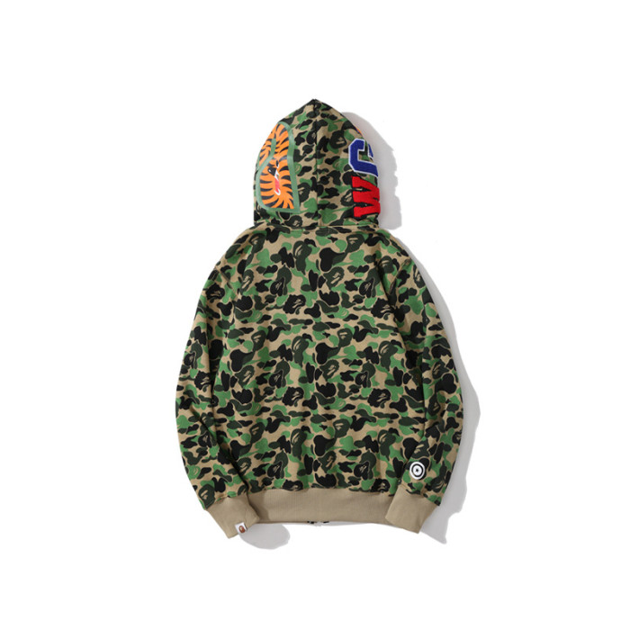 A Bathing Ape Camouflage Shark Embroidery Letter Double-hat hoodie