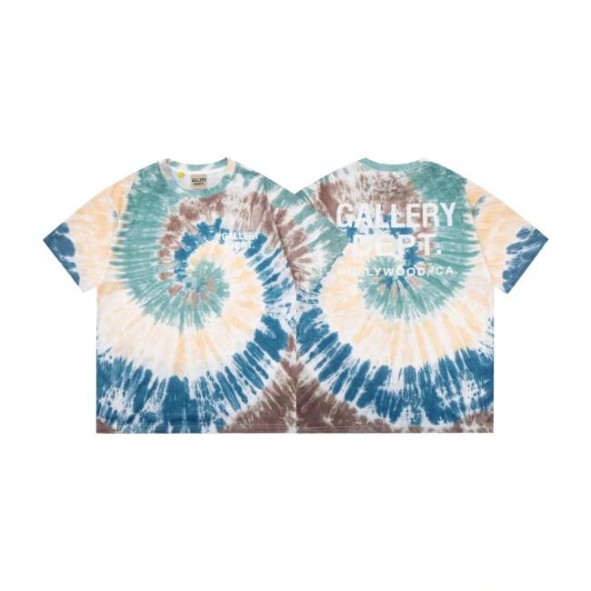 GaIIery dept Retro blue spiral tie-dye washed printed tee