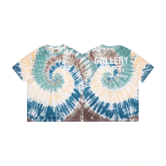 GaIIery dept Retro blue spiral tie-dye washed printed tee