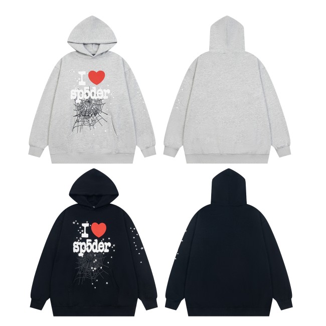 Young Thug-Sp5der Big red heart spider web star dot print hoodie