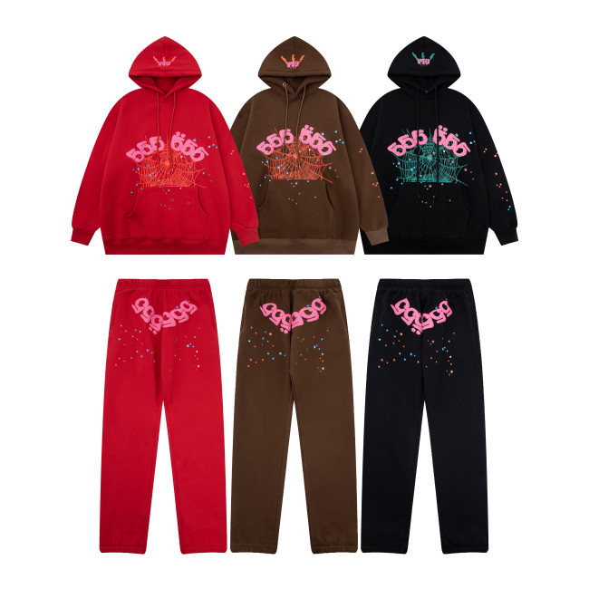 Young Thug-Sp5der 555-555 Blue and Pink Star Print hoodie & pants set
