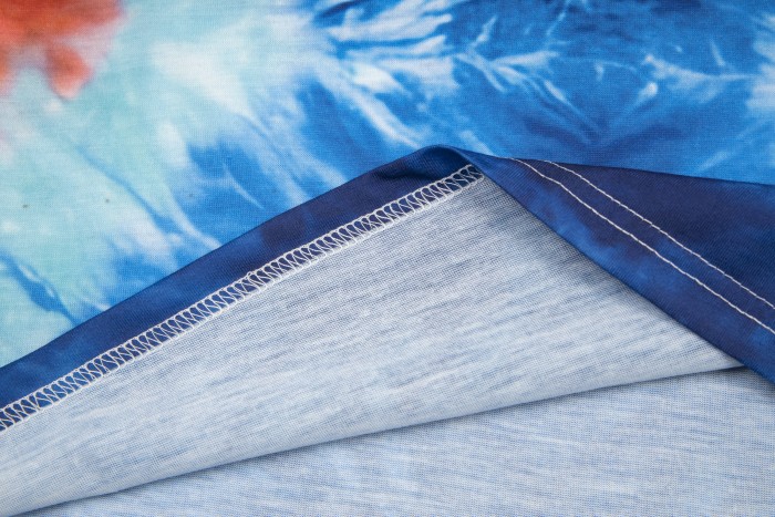 GaIIery dept Retro blue and orange tie-dyed colorful washed printed tee