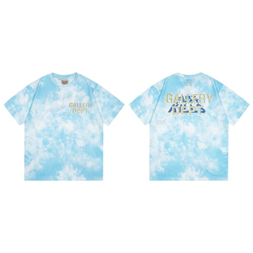 Vintage blue cloud tie-dye washed printed tee