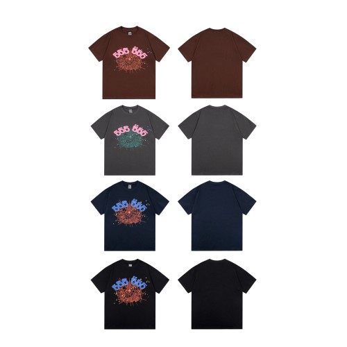 Contrast color 555-555 spider web print tee