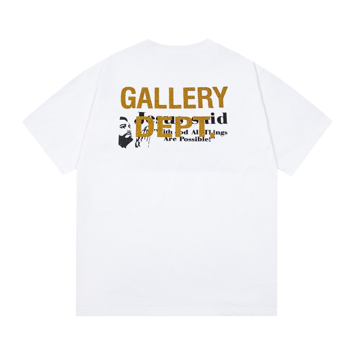 GaIIery dept Retro gold foil logo Washed Print tee