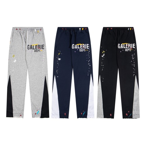 Splashing ink oil color patchwork drawstring flared pants