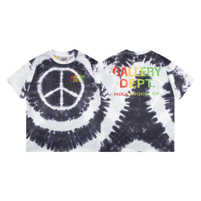 GaIIery dept Retro rainbow gradient logo tie-dye Washed Print tee