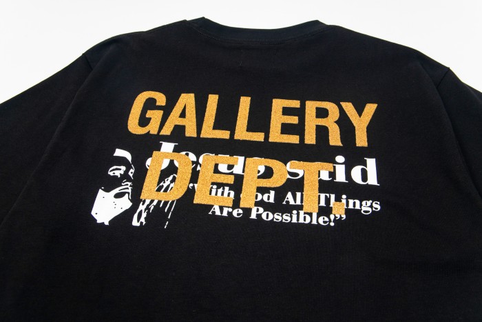 GaIIery dept Retro gold foil logo Washed Print tee