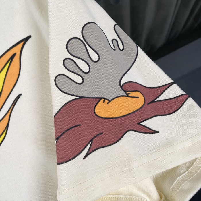 Front and back printed train head flame graffiti print tee